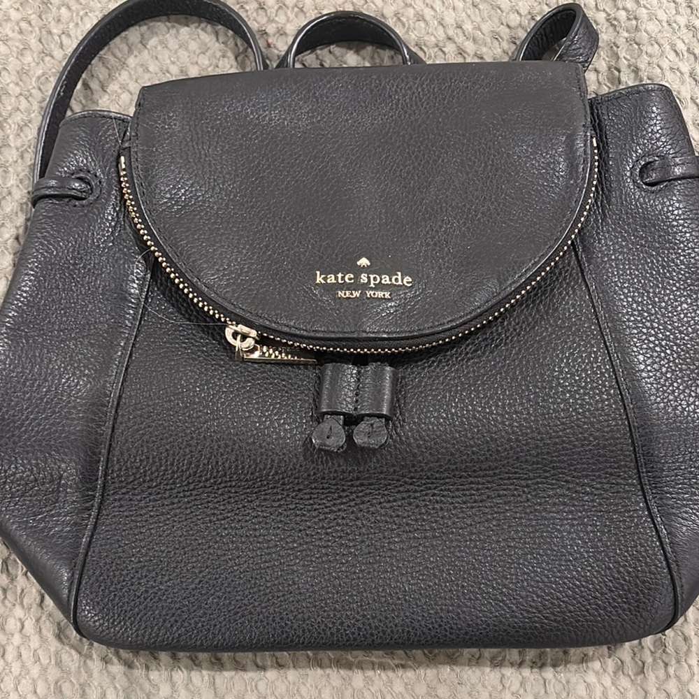 Kate Spade Black Leather Backpack